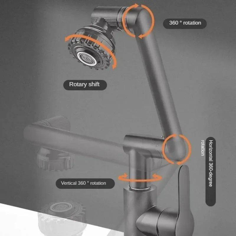 Hot Cold Water Basin Faucet Multifunction Booster Universal Rotating Wash Basin Tap for Bathroom Kitchen Household Mixer Faucet