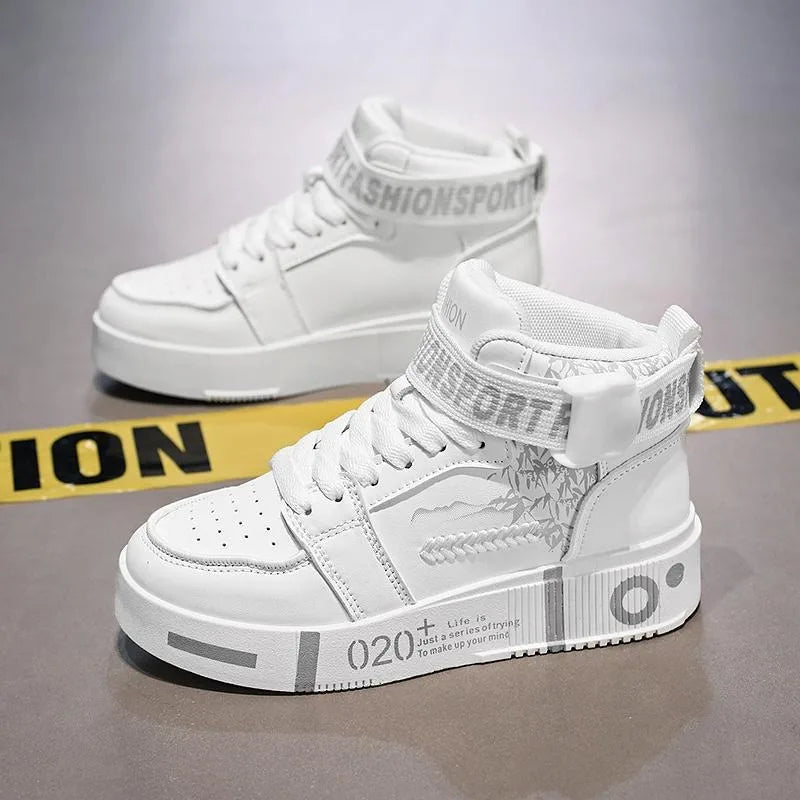 2026Men High Top Boots Platform Vulcanized Sneakers Lace Up Soft Sole Men Casual Walking Shoes Ankle Boots Tenis Masculino 39-45