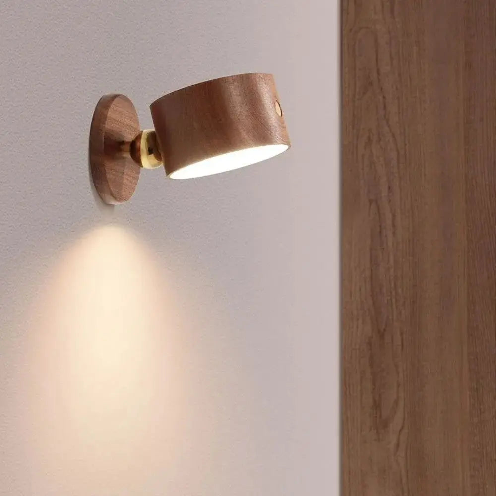360° Rotating Wooden Wall Mounted Lamp Dimmable Touch Control LED Wall Sconce Warm White Double-sided Touch Control Light