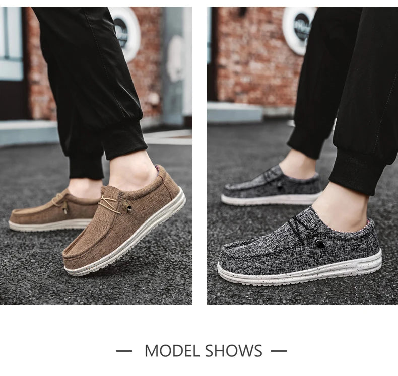 Men Shoes Casual Canvas Loafers Shoes Light Breathable Flats Leisure Male Vulcanized Shoes Walking Sneakers Plus Size 39-46