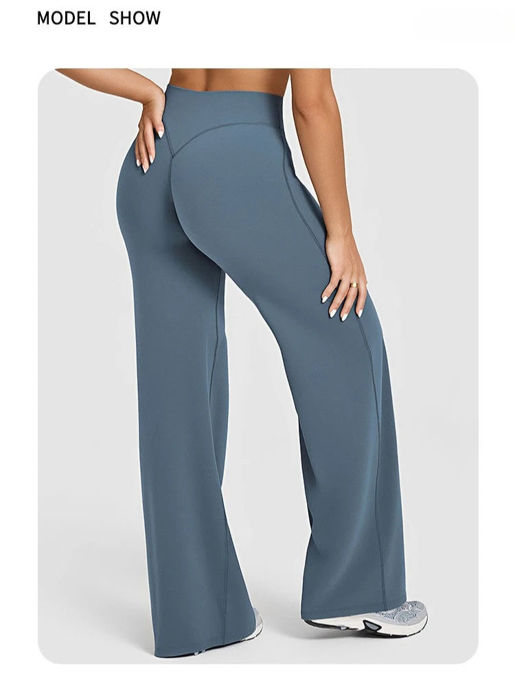 Straight-Leg Pants Ultra Soft Butter Fabric Women Mid-Waist Yoga Pants GYM Naked Feel Pilates Running Sport Trousers Yoga Pants