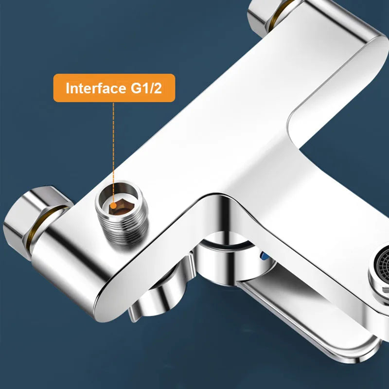 Chrome Bathroom Shower Faucet Brass Wall Mounted Hot Cold Water Dual Spout Mixer Tap For Bathroom Splitter Bath Shower Basin