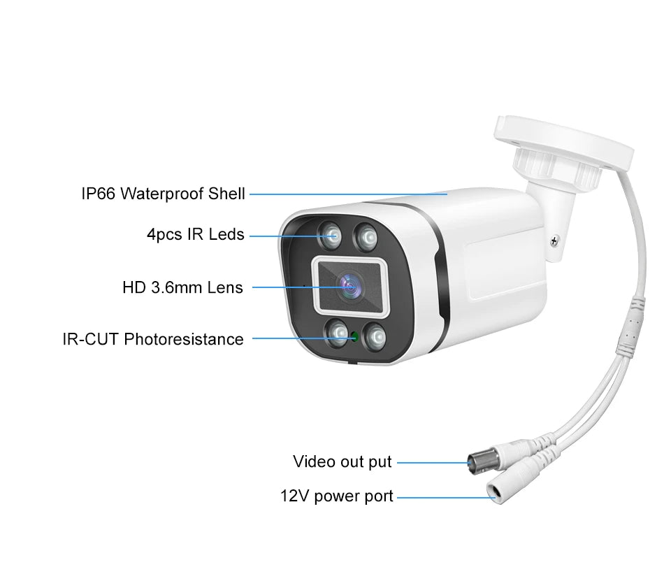 Smar New Super HD 2MP/5MP AHD Camera Waterproof 6* Nano IR LEDS Security Camera  AHDH System Video Surveillance With Bracket