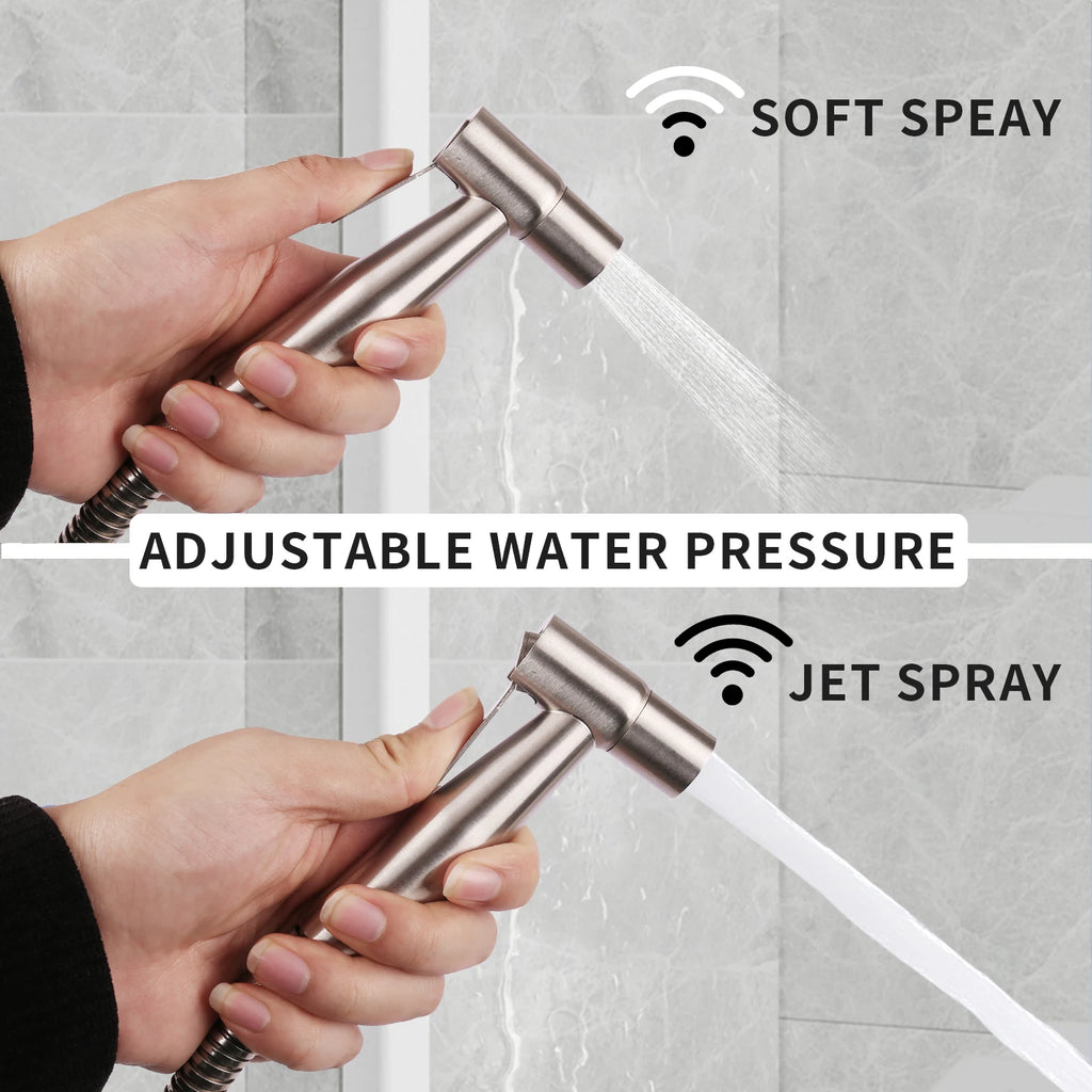 Handheld Stainless Steel Bidet Sprayer for Toilet Faucet Spray Gun Adjustable Water Pressure With Hoses for Feminine Wash US/UK