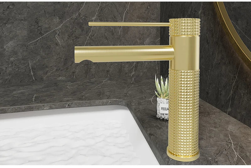 Black Basin Faucet Bathroom Washbasin Water Mixer Tap Hot Cold Water Basin Sink Tap Bathroom Faucet Tap Brushed Gold Faucet