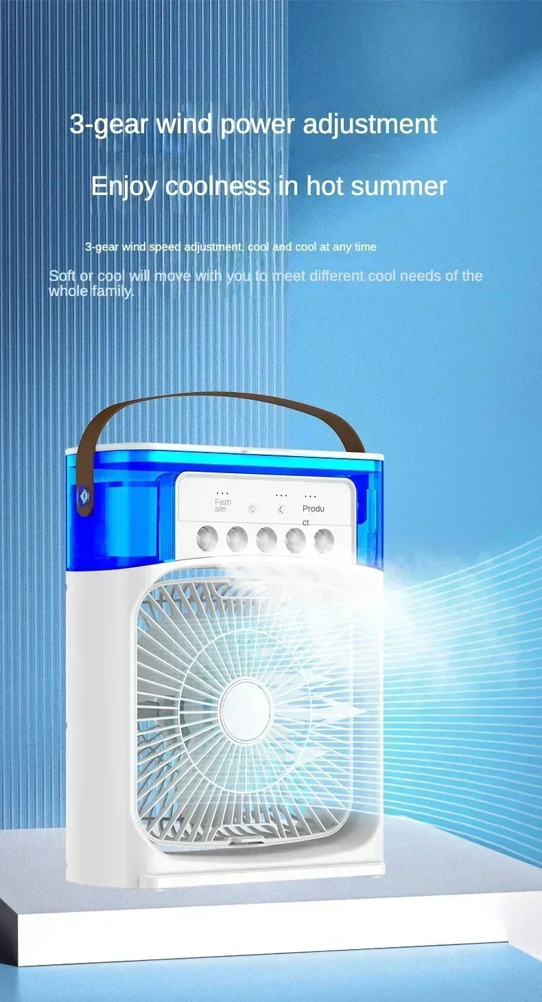 Fan Portable Air Cooler Conditioner Humidifier with Water Tank Quite Mist Water Spray Fan for Home Room Camping Car Office