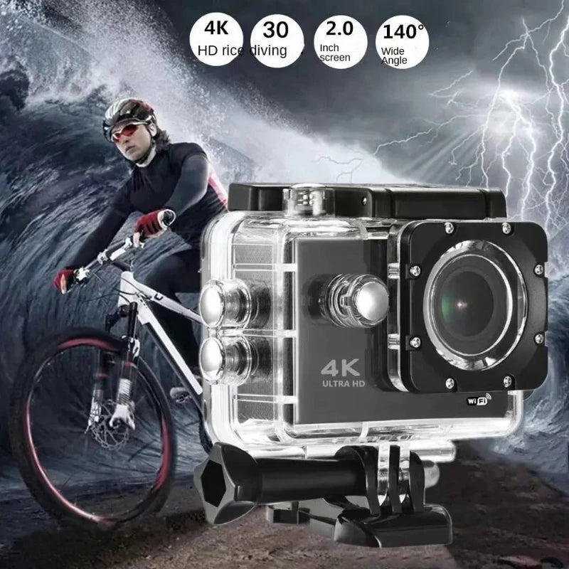 2.0" Action Camera Ultra HD 4K 30FPS WiFi Underwater Cameras Waterproof Helmet Bicycle Video Recording Cameras Outdoor Sport Cam
