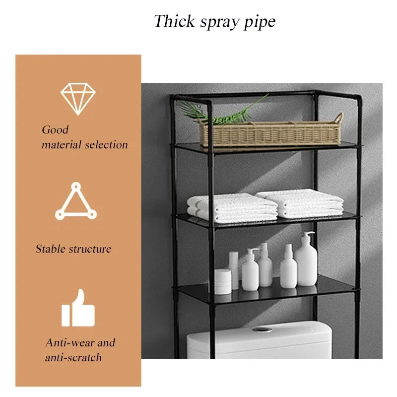 Over The Toilet Storage Rack Multilayer Floor-mounted Bathroom Shelf Large Capacity Toilet Storage Cabinet Space Saver Organizer