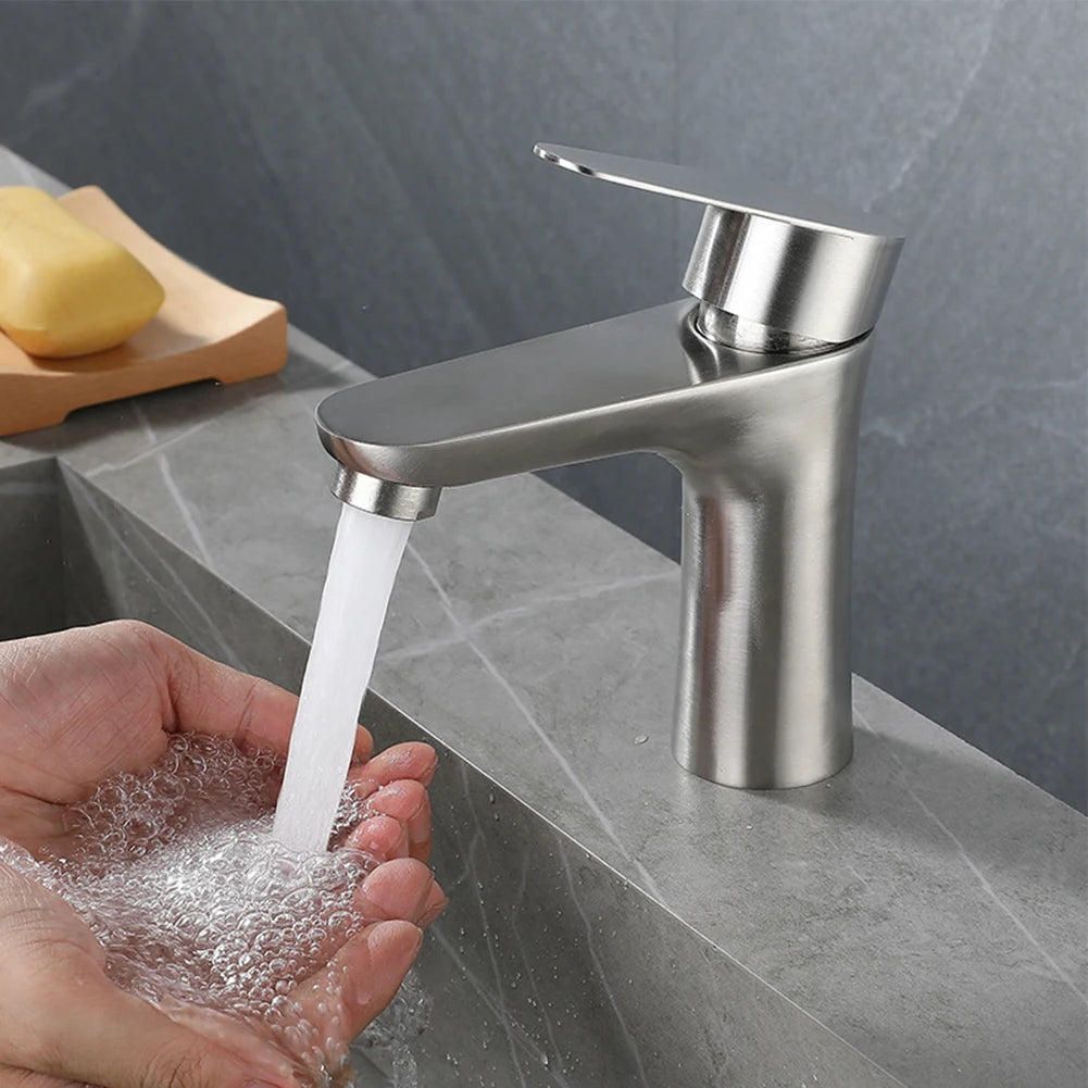 Bathroom Basin Faucet Stainless Steel Cold Water Tap Toilet Single Lever Kitchen Sink Tap Bathroom Washbasin Faucet