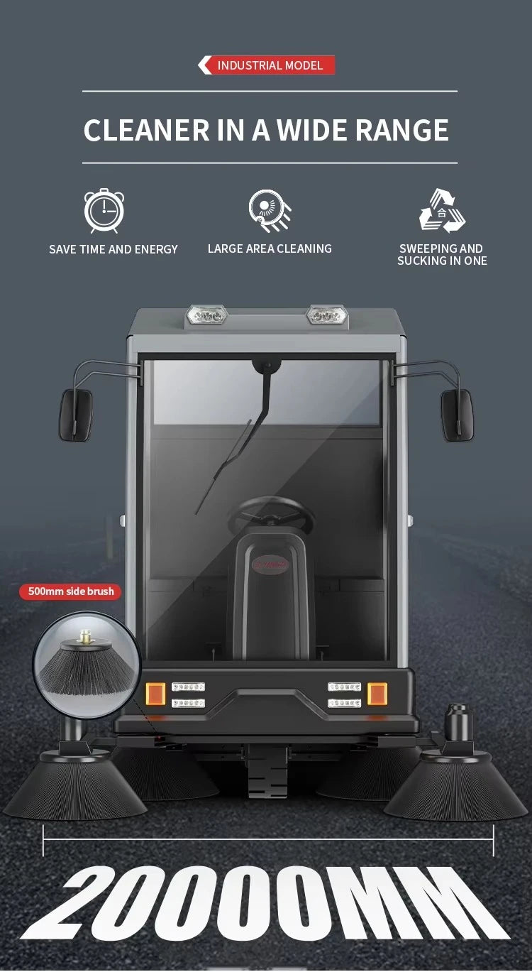 Floor Sweeper Cleaning Machine Industrial Ride-on Street Sweeper Car