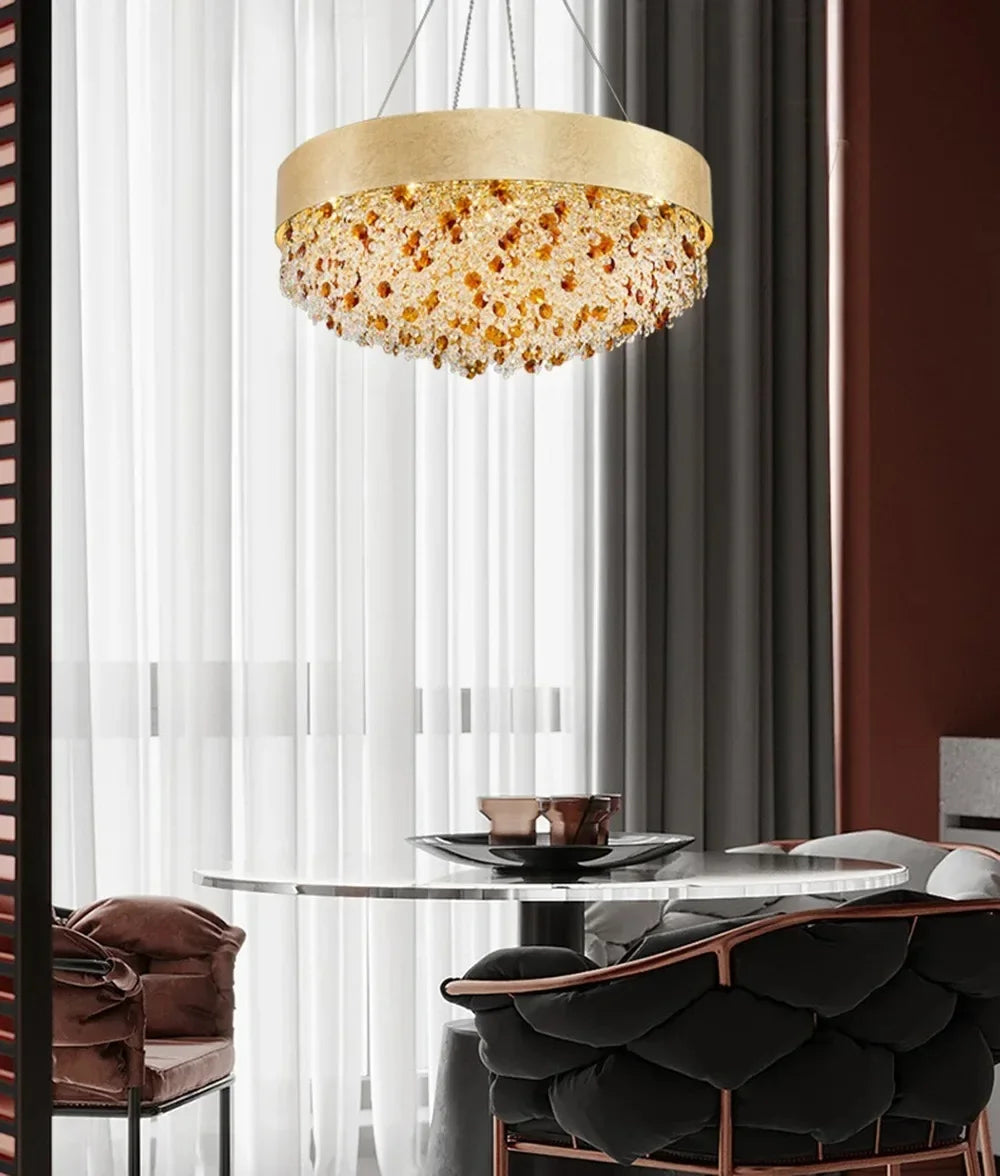 Modern Light Luxury Crystal Living Room Chandeliers for Restaurant Luxury Creative Circular Designer Home Decor Lustre Fixtures