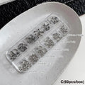 30pcs/box 6 Grids Nail Piercing Punk Charm Metal Alloy Pierced Black/White Nail Jewelry Decor 3D Nail Supply For Cool Girl