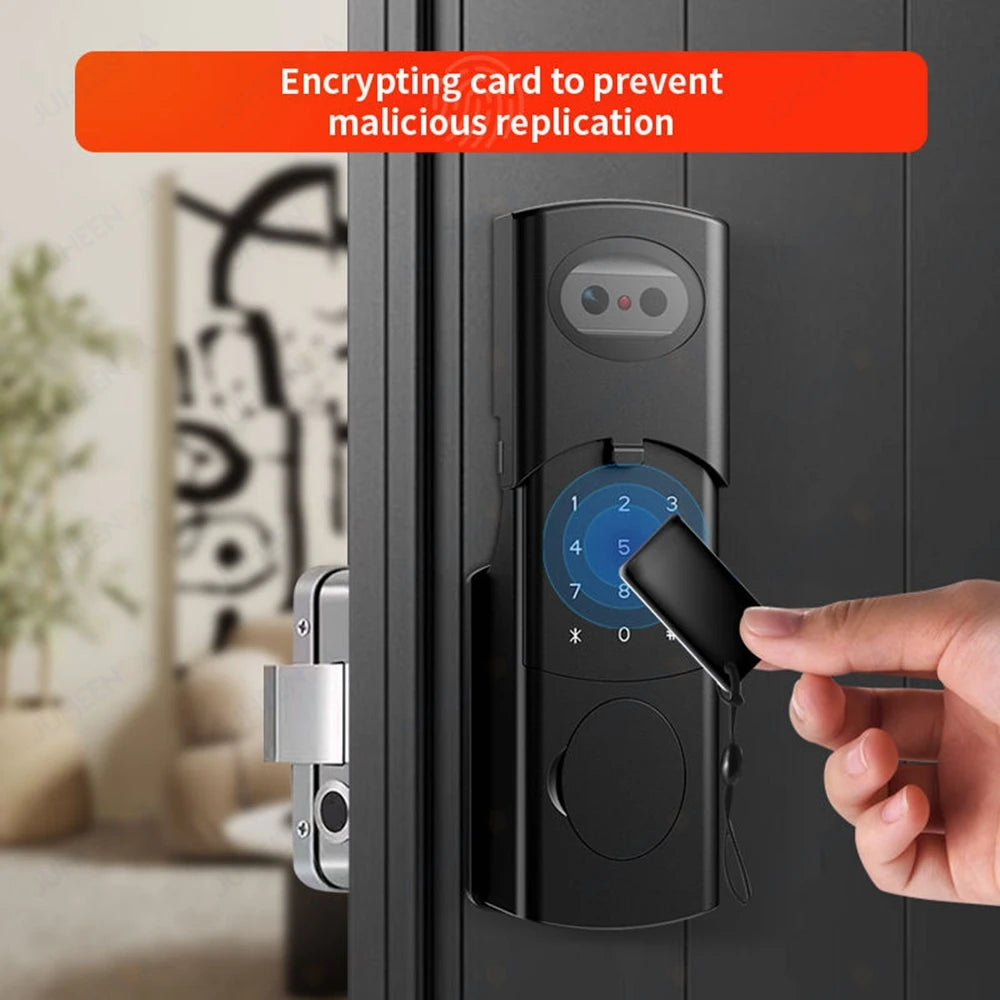 Waterproof Intercom Face Recognition Tuya Wifi Fingerprint Code RFID Card Smart Lock with Doorbell/Rechargeable Li-Battery/Keypa