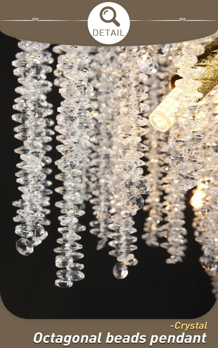 Modern light luxury living room crystal chandelier dining room bedroom French crystal lamp artistic decoration branch lamp