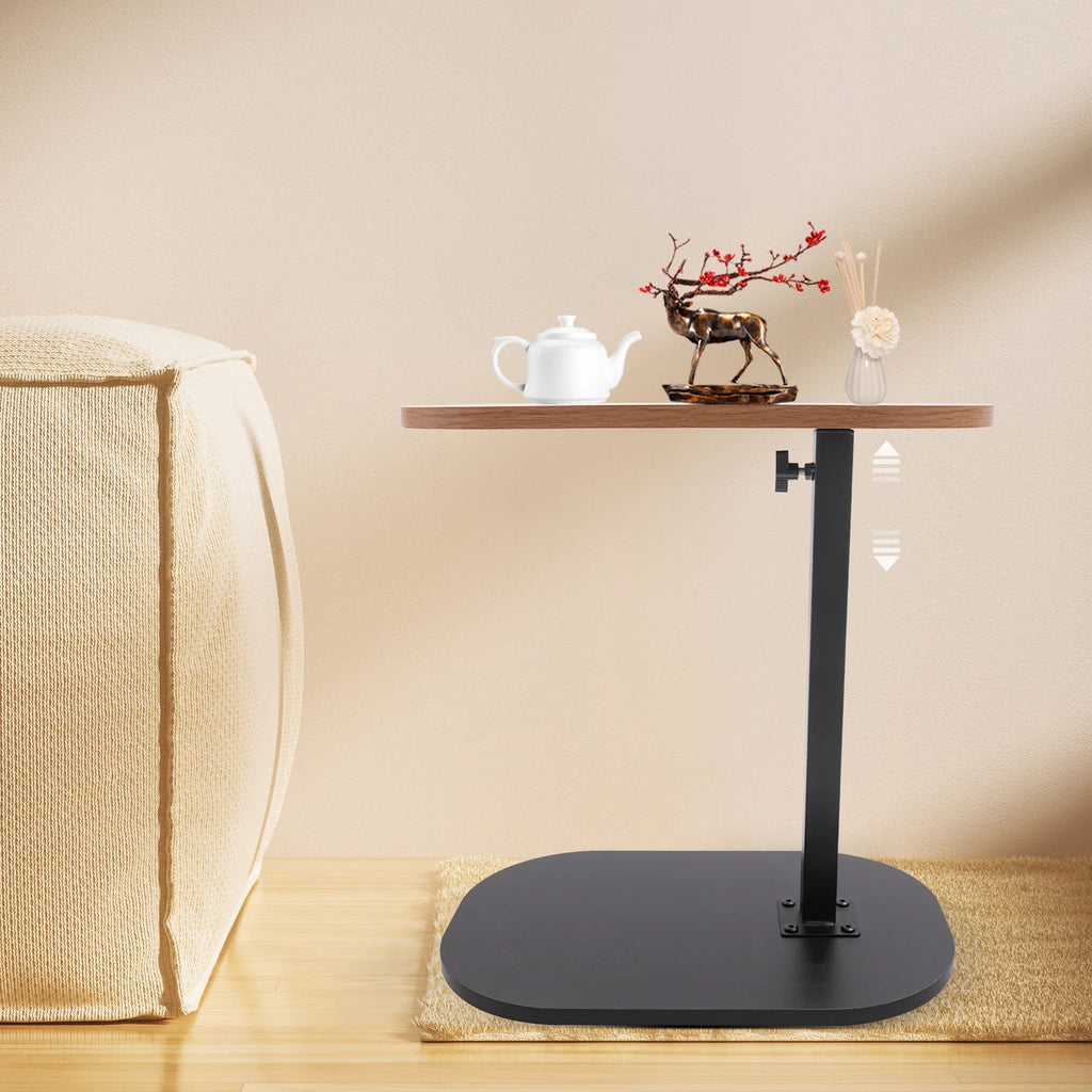 C Shaped Side Table Adjustable Height Compact Coffee Table 360 Rotatable Desktop Surface Modern Light Luxury Style