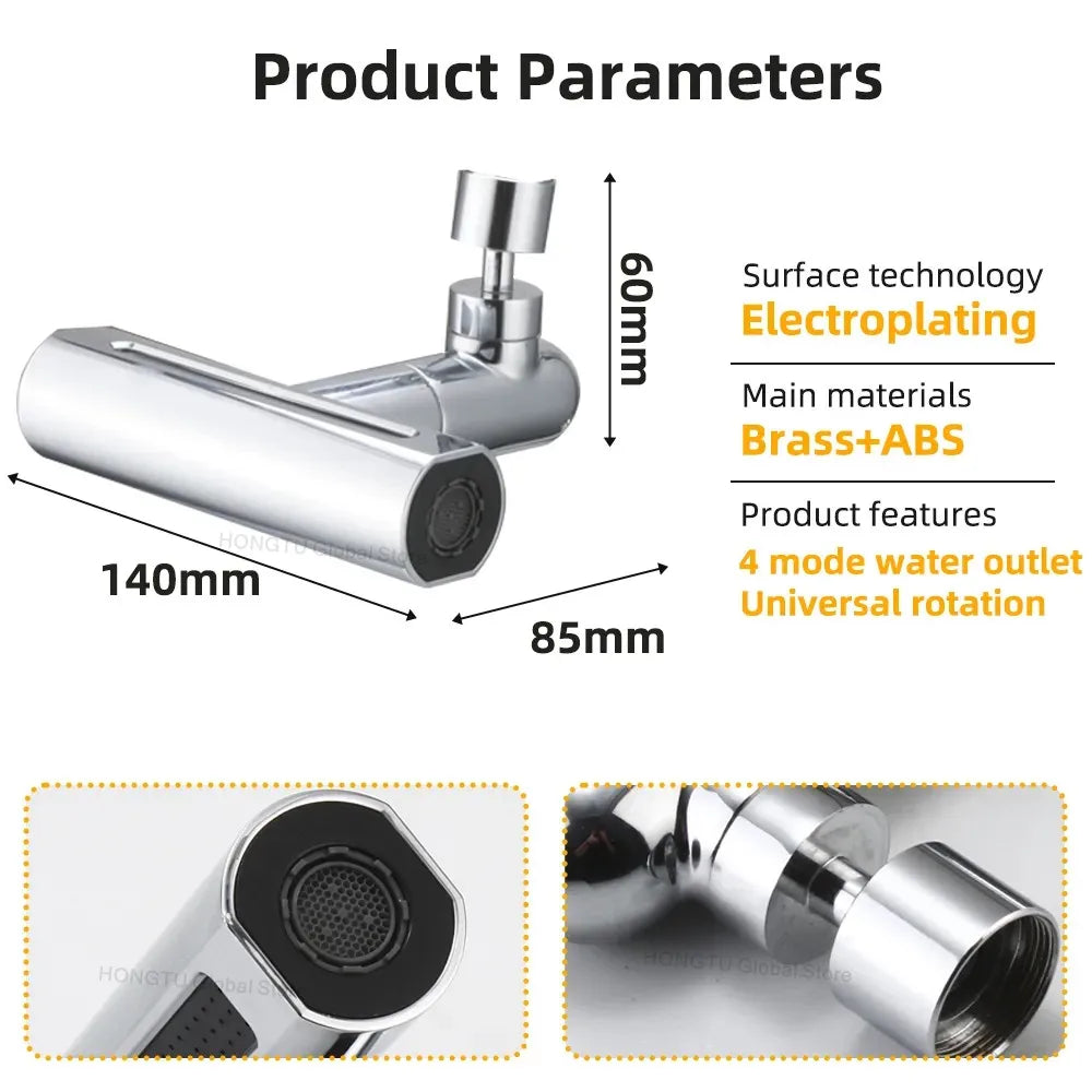 4 Mode Real Waterfall Kitchen Faucet Extension Adapter for Bathroom Basin Aucets Bubbler Nozzle Waterfall Sprayer Tap Fit Shower