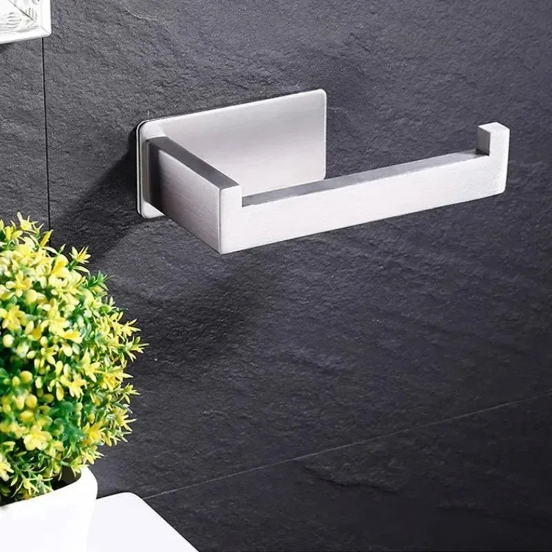 Self Adhesive Toilet Paper Holder Stainless Steel No Drill Wall Mount for Bathroom Kitchen RV Rustproof Space Saving Tools