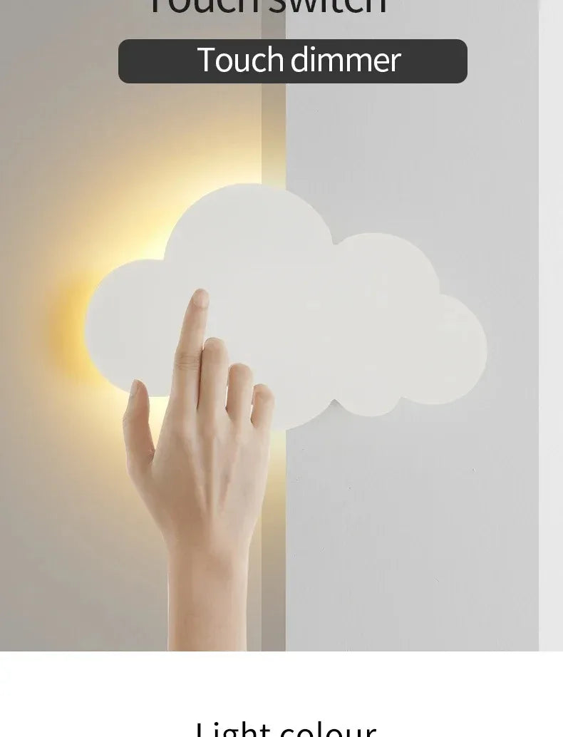 LED Cloud Wall Lamp Touch Control Dimmable Modern Wall Light for Kids Children's Bedroom Living Room Decor 220v