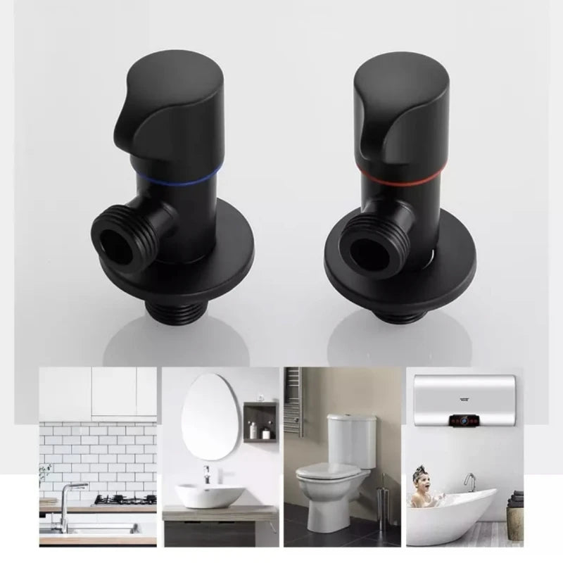 Black Stainless Steel Bathroom Filling Angle Valve G1/2 Threaded Standard Male Corner Bidet for Kitchen Cold Hot Tap Accessories