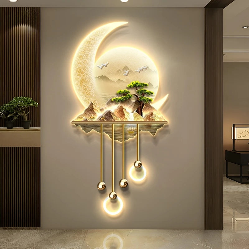 Modern Creative Entrance LED Mural Light For Corridor Living Room Dining Study Hanging Painting Lustre Home Decoration Wall Lamp