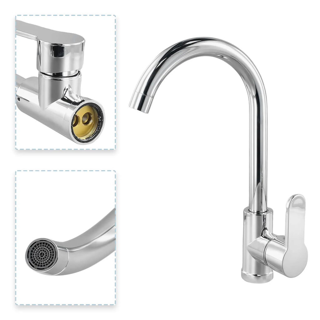 Bathroom Faucet Polished Chrome Plated Swivel Basin Sink Cold Hot Mixer Tap Kitchen Faucet, Sink Vertical Faucet New