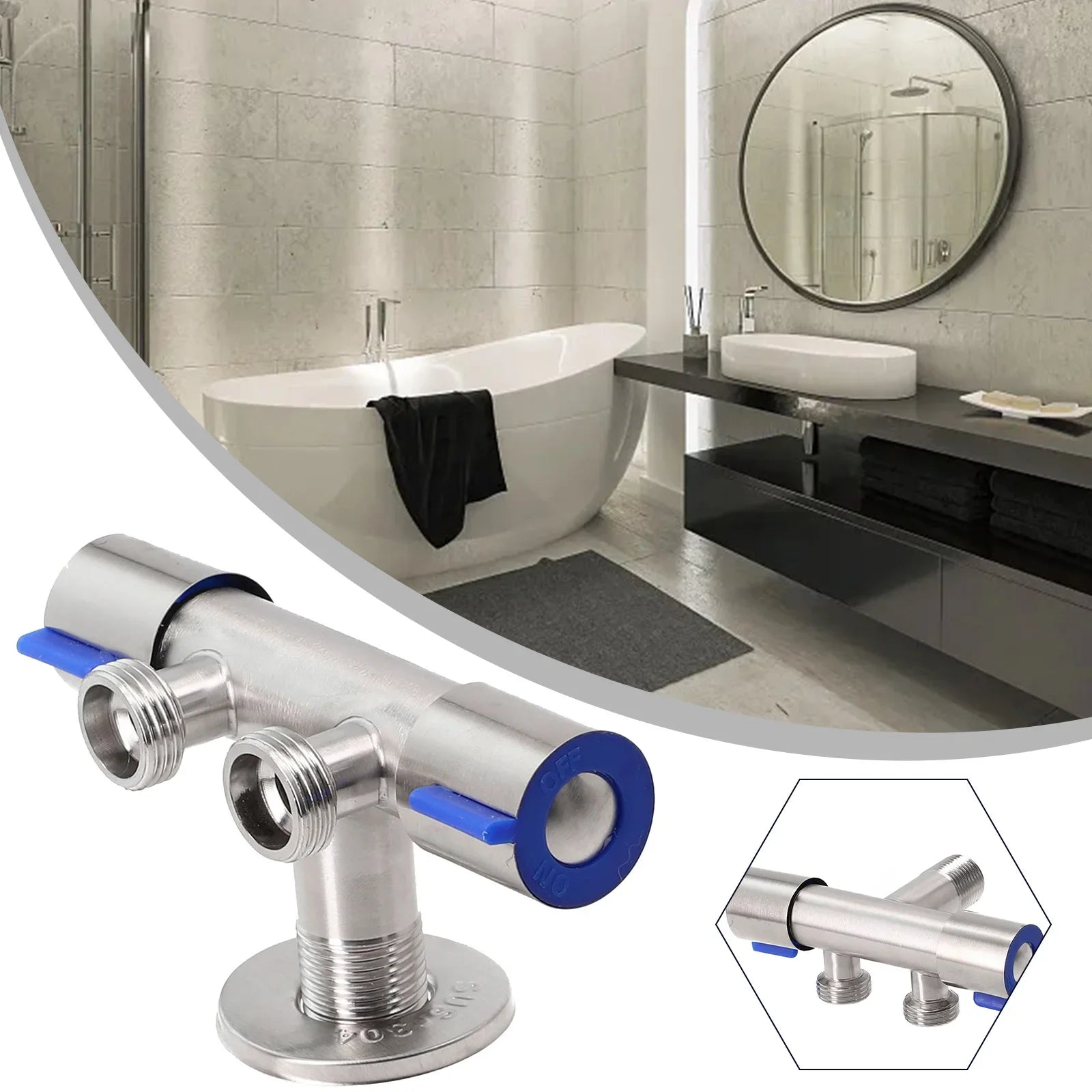 Bathroom Double  Handle Faucet  Dual Control  Stainless Steel Cold Water Faucet Bathroom Washing Machine Faucet Triangle Valve