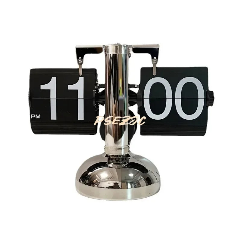 Household Minimalist Portable Automatic Page Turning Clock Retro Nordic Style Desktop Mechanical Page Turning Clock