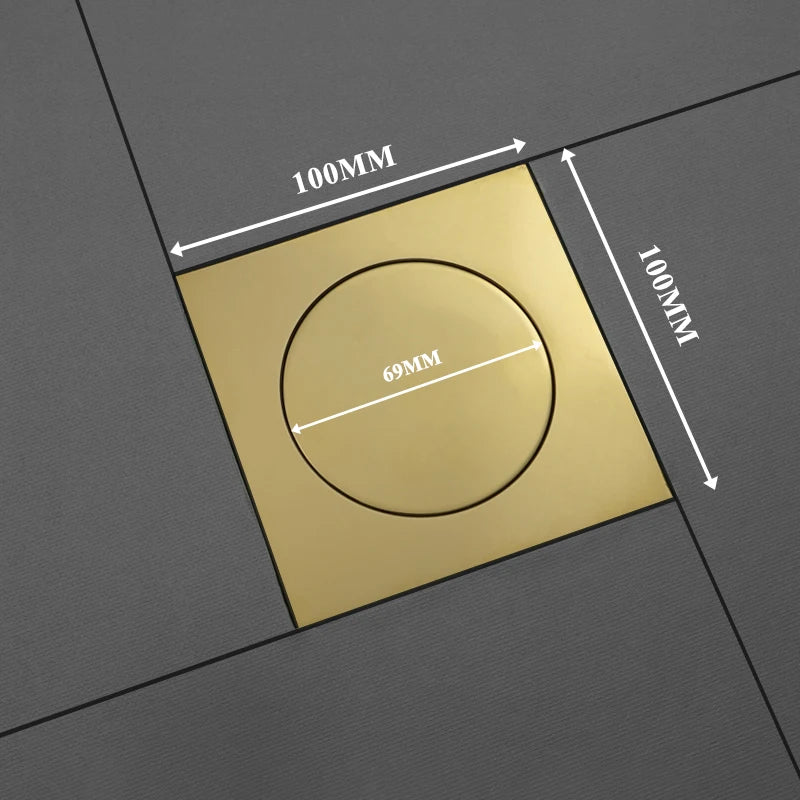 Pop Up Foot Floor Drain 10CM Brass Chrome Anti-odor Bath Drains Push Down Deodorization Gold Matte Black Shower Room Cover Plug