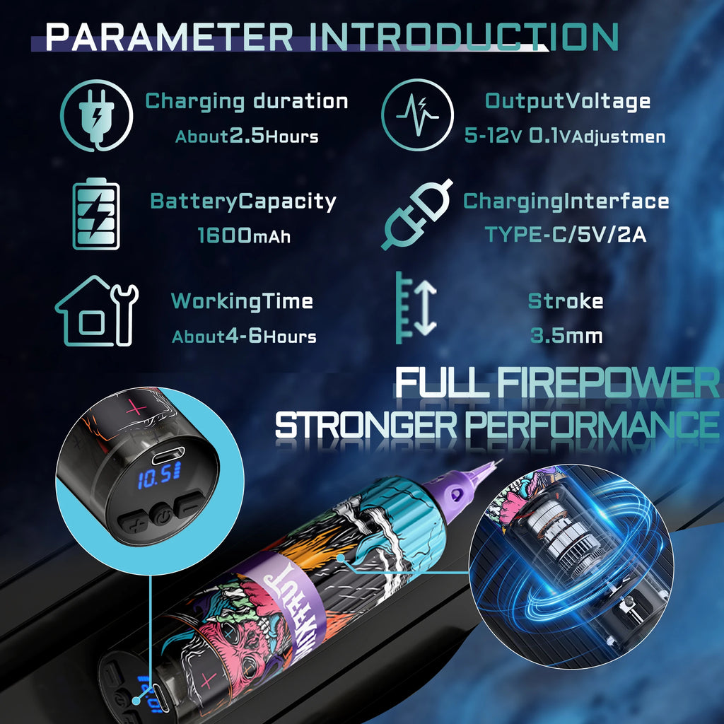 New polymer plastic shell power pen tattoo machine motor machine personalized pattern hot selling tattoo pen wholesale