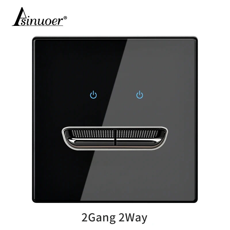 Black Tempered Glass Wall Switch Panel Led European 16a Socket Retro Toggle Light Switch Eu Uk Standard 2usb Socket 1Gang-4gang