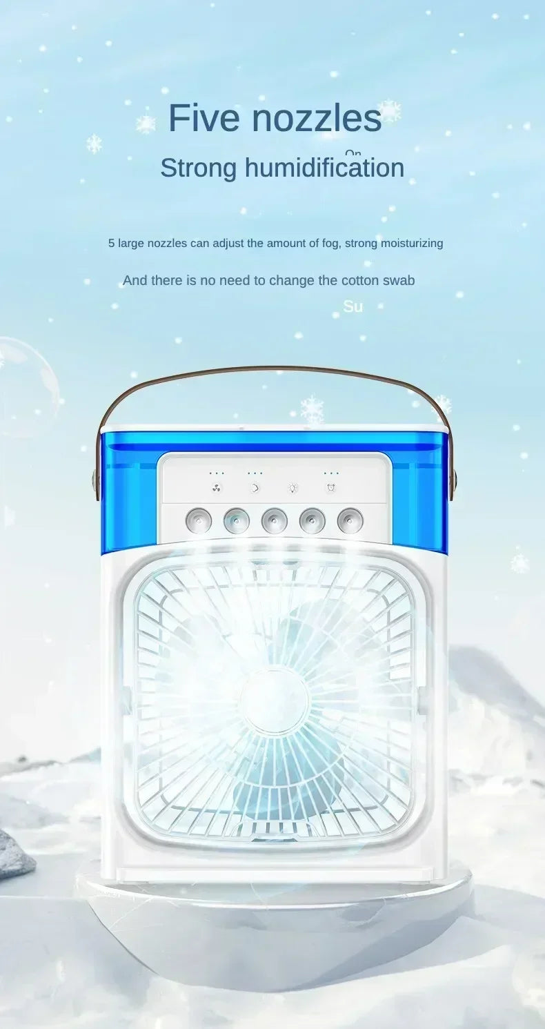 Fan Portable Air Cooler Conditioner Humidifier with Water Tank Quite Mist Water Spray Fan for Home Room Camping Car Office