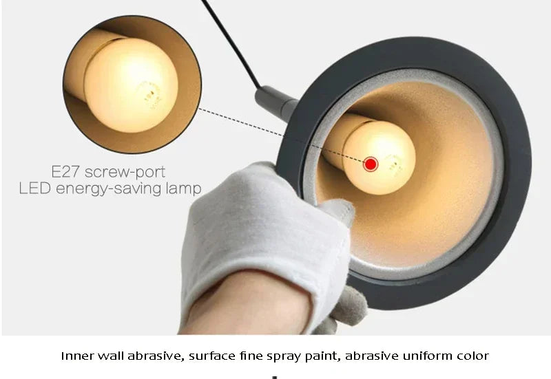 Modern LED pendant light in black and white E27 bedroom table dining room hanging light lampshade home cabinet suitable for