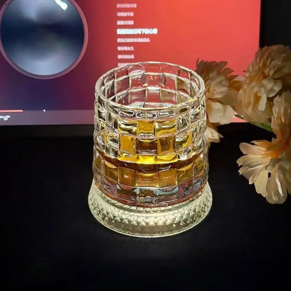 Luminous Rotating Whiskey Glass Elegant Whiskeys Cup Crystal Glass Drinkware for Parties for Cocktail Party Drinking Glass
