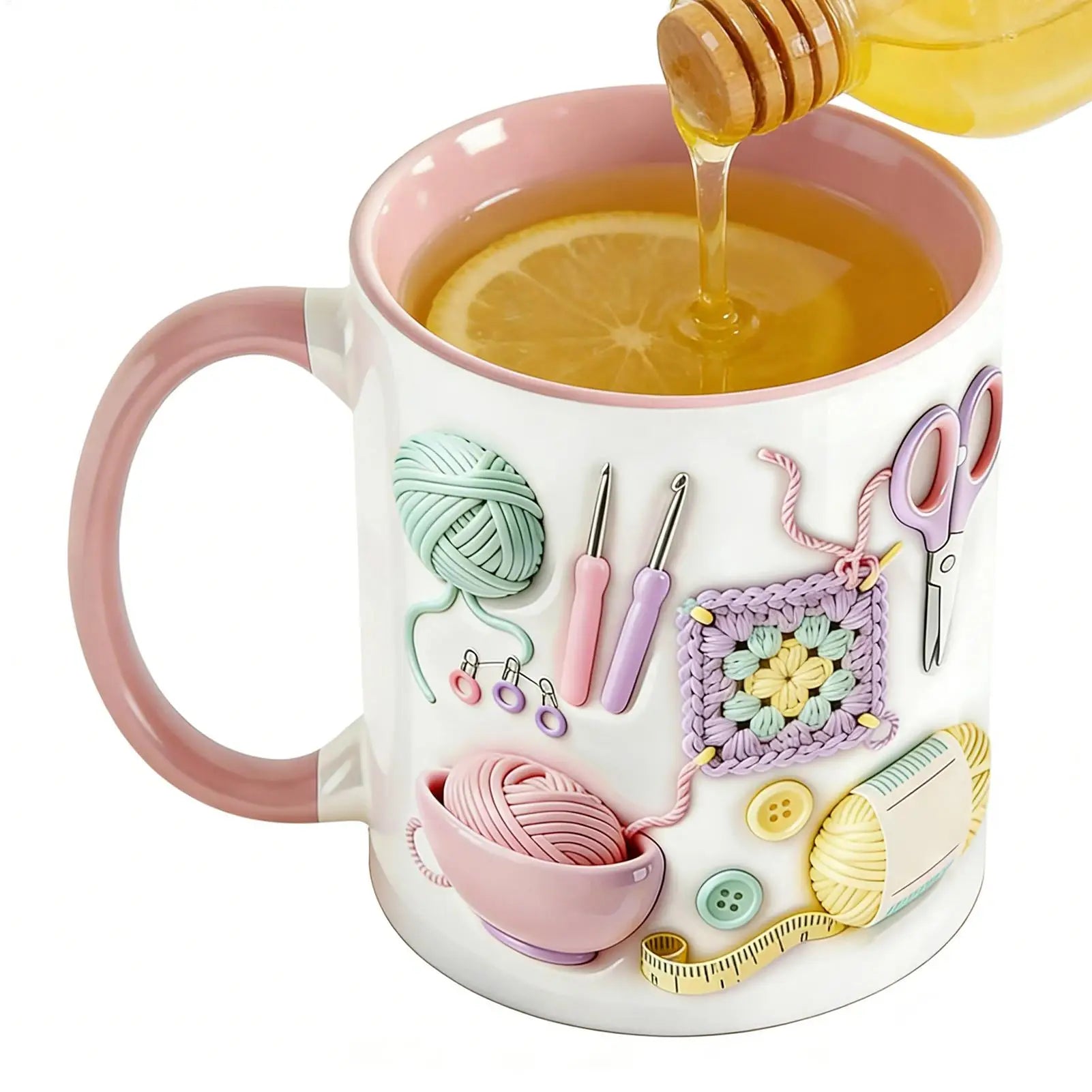 Funny Coffee Mug 330ml Crochet Ceramic Drinkware Novelty Drinking creativity Cups Crochet theme For Adults Yarn Lovers