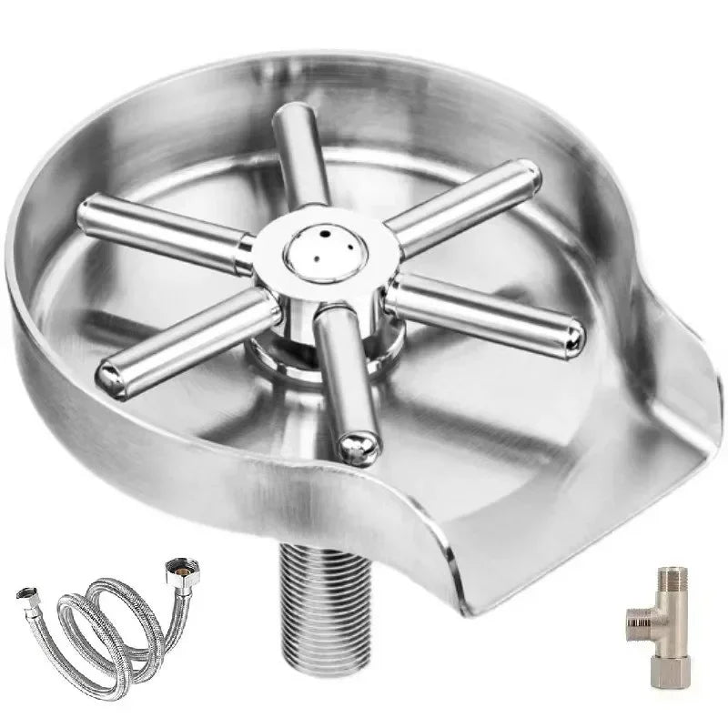 Glass Cup Bottle Washer Cleaner Beer Bar Glass Rinser Faucet Sink Accessories 304 Stainless Steel Glass Rinser for Kitchen Sinks