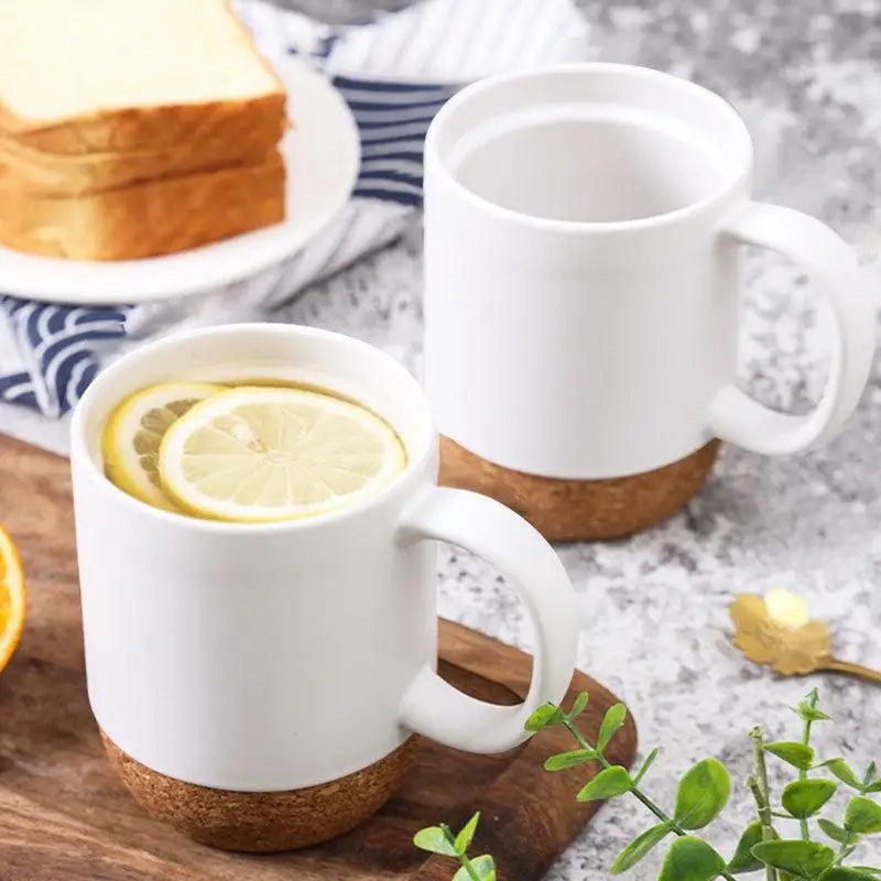 Cork Bottom Ceramic Frosted Coffee Mug Non-slip 350ml Easy Wash Drinking Cup for Office Home Gift Giving