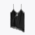 Contrast Black Trim Satin Cami Maxi Dress Deep V Neck Loose Flowy Ruffle Hem Lady Long Gown 2026 Summer Formal Vacation Dresses