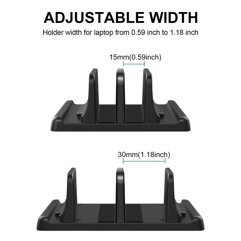 Universal Vertical Laptop Stand 3Slots Desk Laptop Holder Portable Laptop Docking Station Stand Adjustable Desktop Notebook Dock