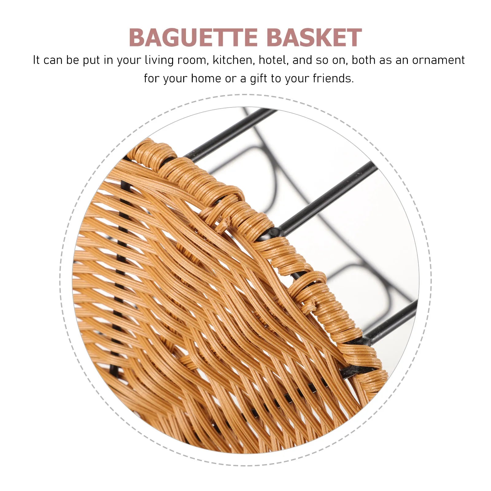 Bread Storage Basket Iron Frame Woven Rustic Hollow Bread Basket for Kitchen Countertop Serving Fruit Snacks Storage