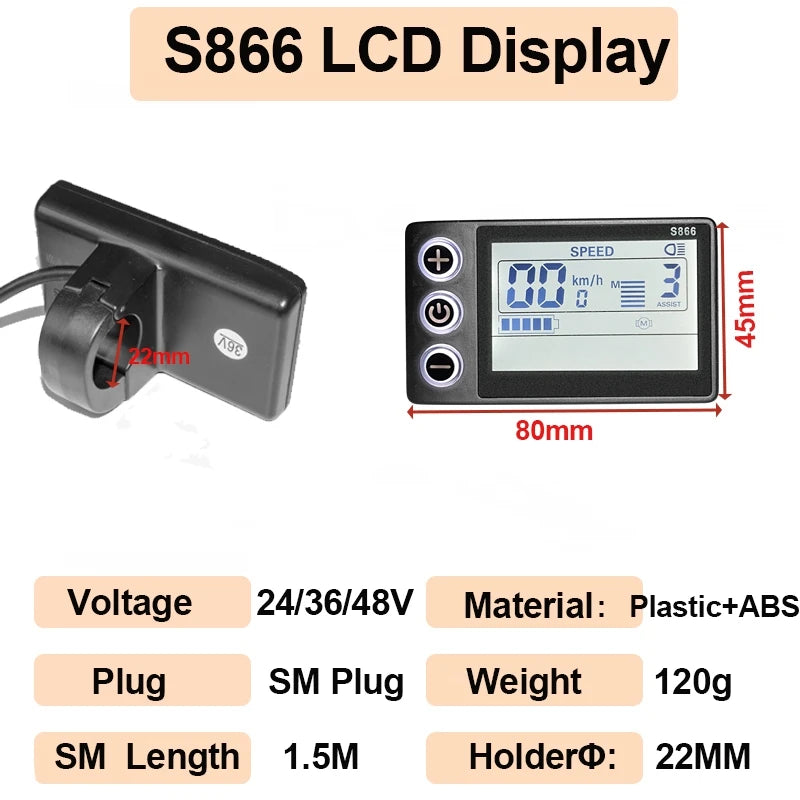 Electric Bike Brushless Controller 25A 35A with LCD Display Electric Bicycle Scooter E-bike Accessories Parts 36V 48V 750W 500W