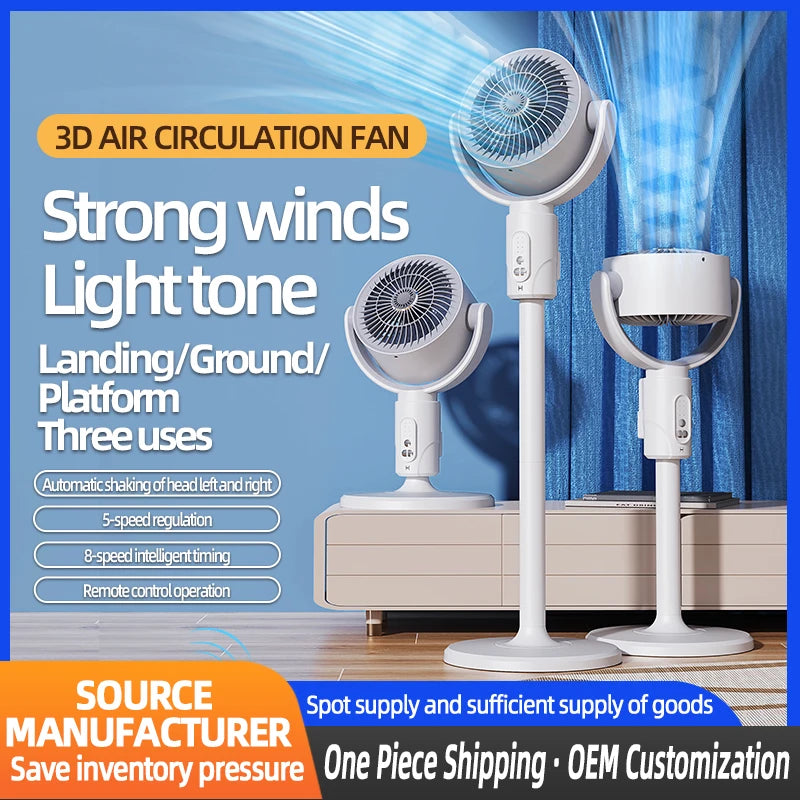 Air Circulation Fan Rechargeable Oscillating Fan Five Gear Adjustment Stand Fan Adjustable Height Household Air Circulation Fan