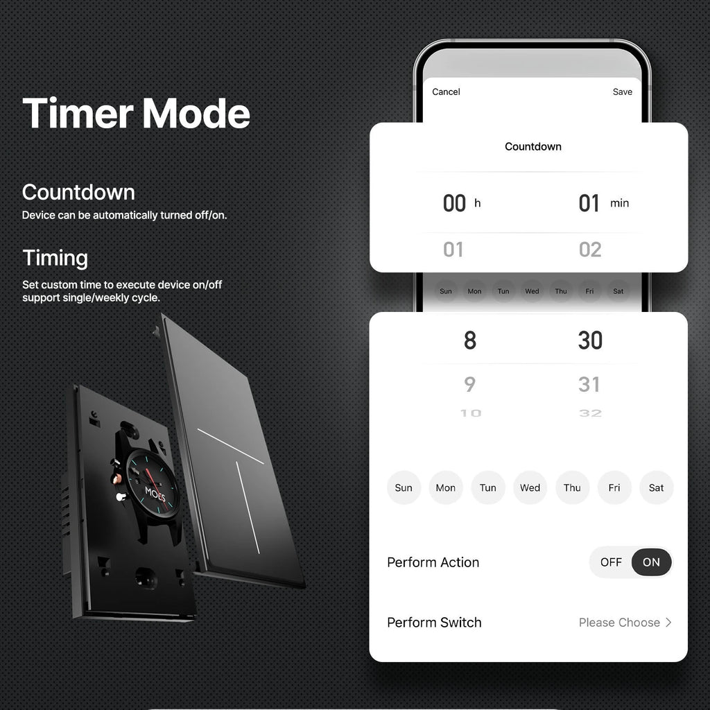 Smart Zigbee Wall Switch with Touch Glass Panel, Scene Mode Switching & APP Remote Control, No Neutral Wire Required