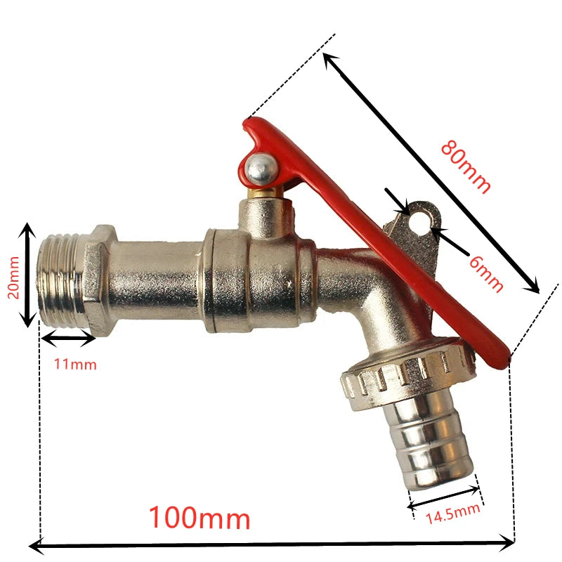1/2 Inch Zinc Alloy Faucet Garden Bibcock Outdoor Lockable Water Tank Connector Industrial Home Irrigation Replacement Tool