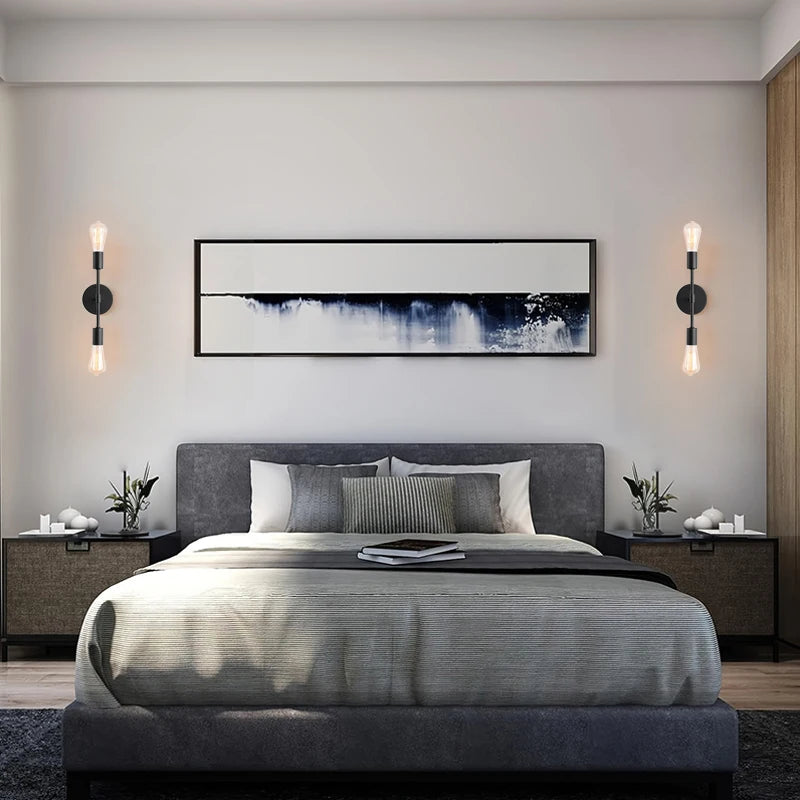 Modern minimalist 2-light E27 wall lamp for living room, bedroom, bedside, bathroom, corridor, wardrobe, lighting fixture