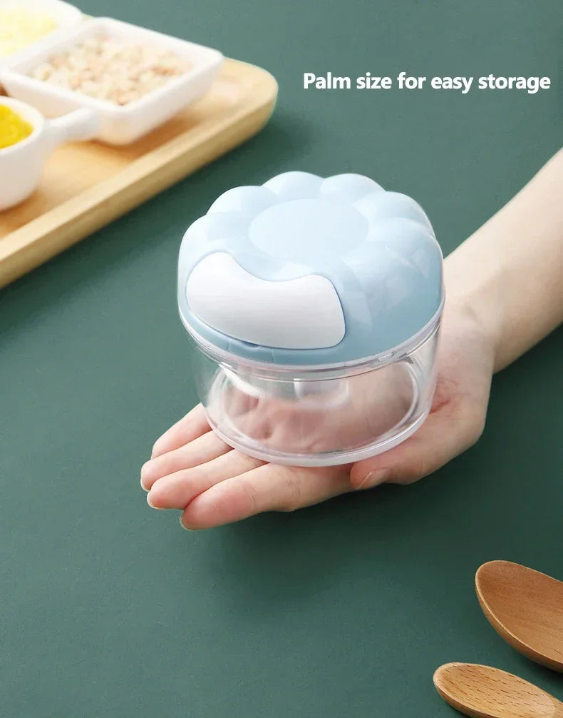 Manual Garlic Mincer Stainless Steel Blade and Hand Drawstring Food Vegetable Cutting Machine Meat Grinder Kitchen Gadgets