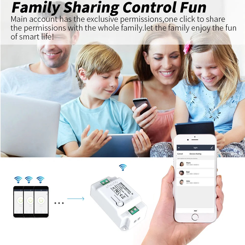 Long Distance Smart Tuya Wifi Wireless Switch Black And  White 1/2/3gang RF433 Remote Control Light Switch CR2032 Power Supply