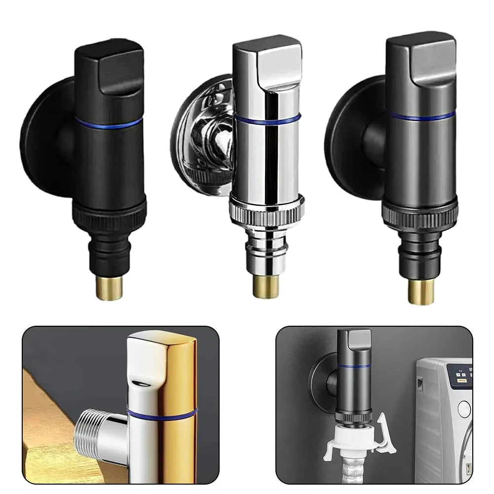 Stainless Steel G1/2 Water Stop Valve For Bathrooms Washing Machine Automatic Water Stop Valve Quick Opening Angle Valve