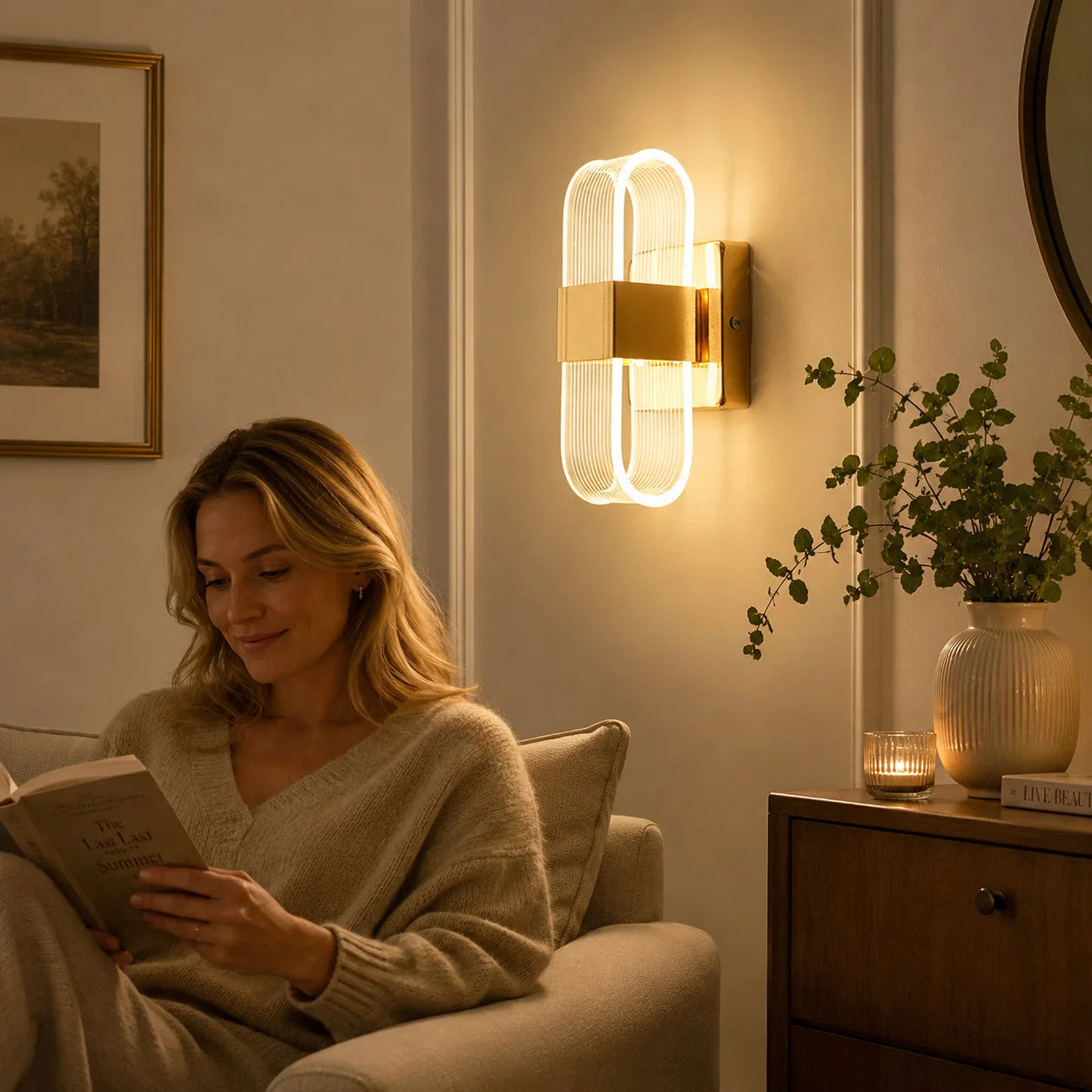 Modern LED Wall Lights with Golden Nordic Style Lighting Fixtures Suitable for Corridors, Dining Rooms, Living Rooms, Bathrooms