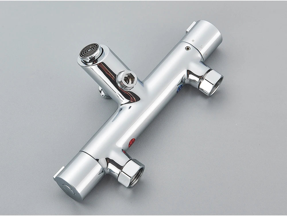 Chrome Thermostatic Shower Faucets Set Bathroom Thermostatic Mixer Tap Hot And Cold Bathroom Mixer Mixing Valve Bathtub Faucet
