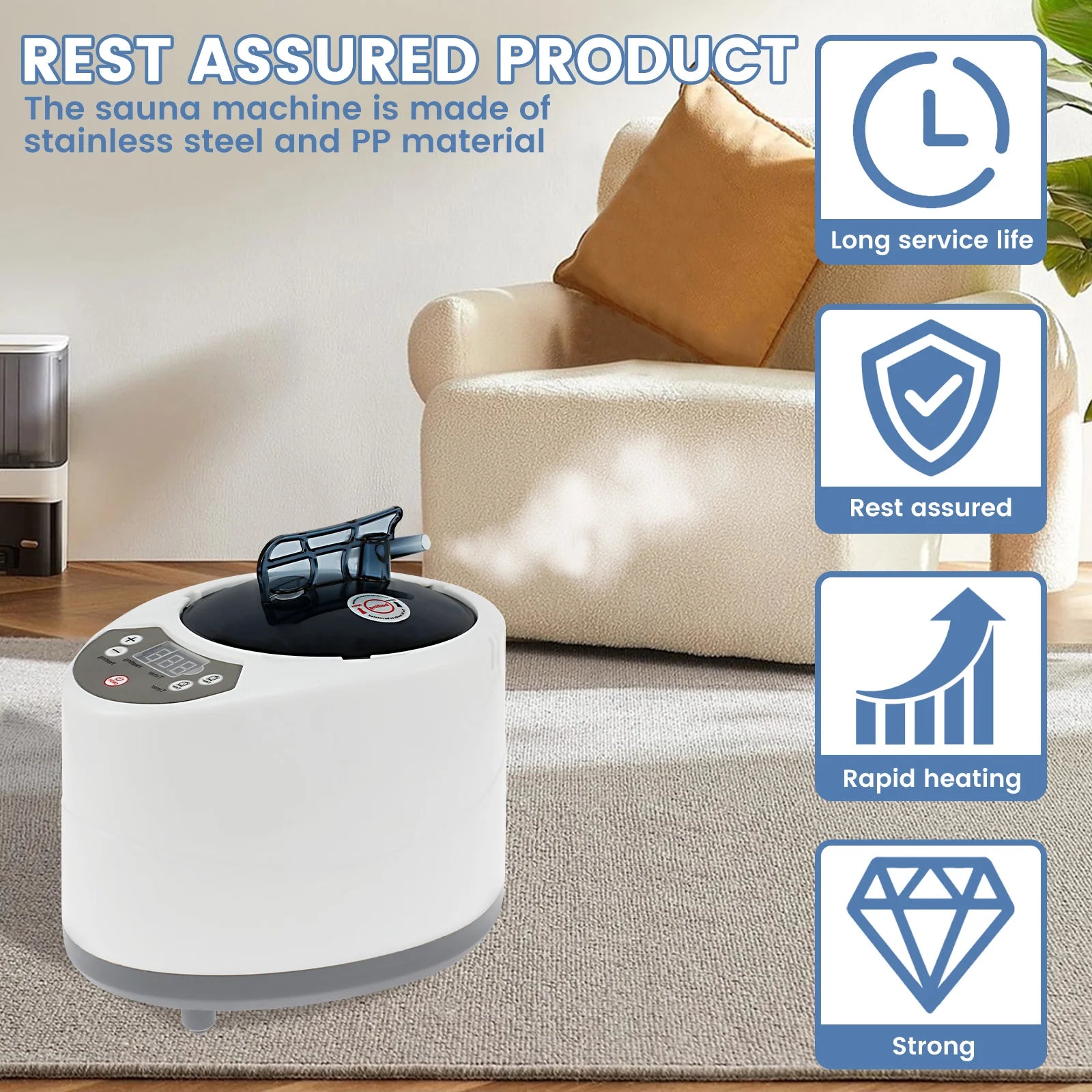New 3L Sauna Steamer Machine 1000W US Steam Pot Generator with Protection Large Capacity Sauna Steamer for Bath Tub Sauna Room